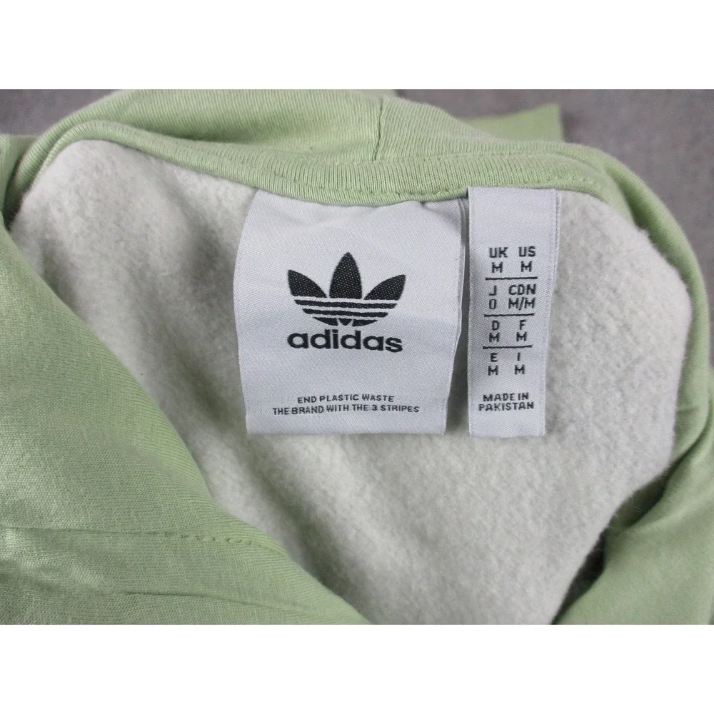 Adidas Hoodie Mens Medium Green White Camo Trefoil Logo Fleece Sweatshirt